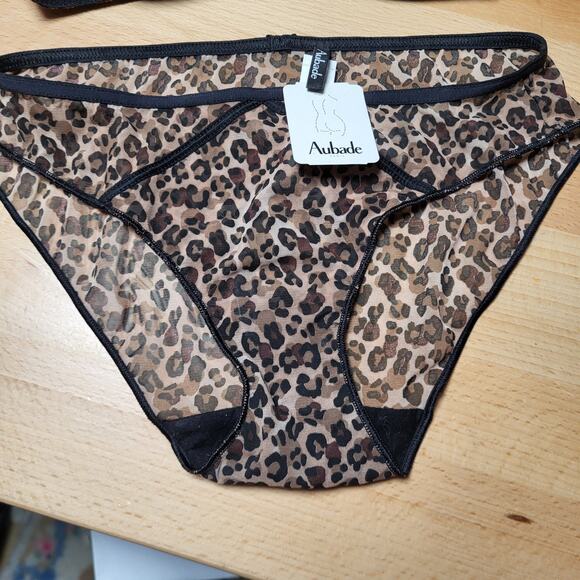Aubade Paris Nudessence Sheer Leopard Print 32C Half Cup & Briefs Size XS NWT - Picture 2 of 11